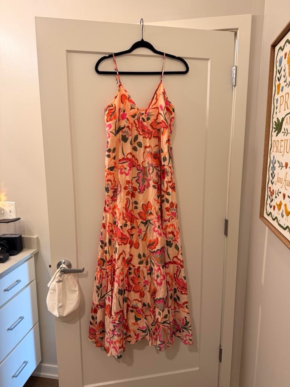 NWOT Floral Spaghetti-Strap Maxi Dress - Pink & Orange